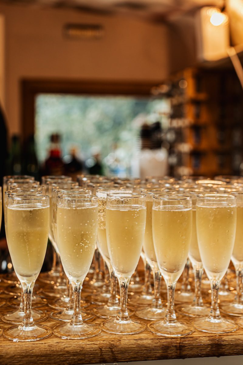 drinks are served at a french chateau wedding