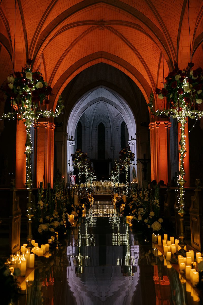 luxury church wedding at night