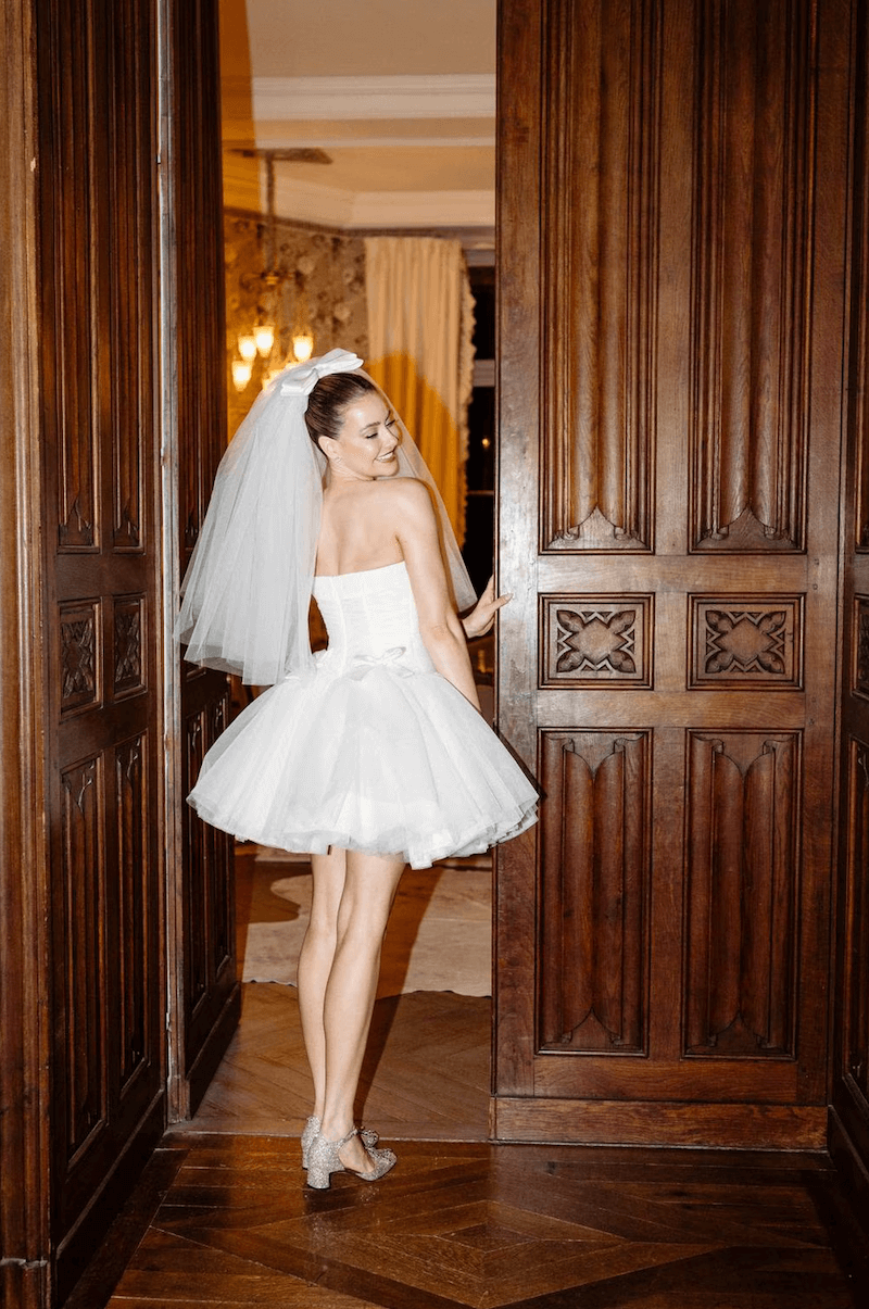 beautiful bride at her chateau challain vogue wedding