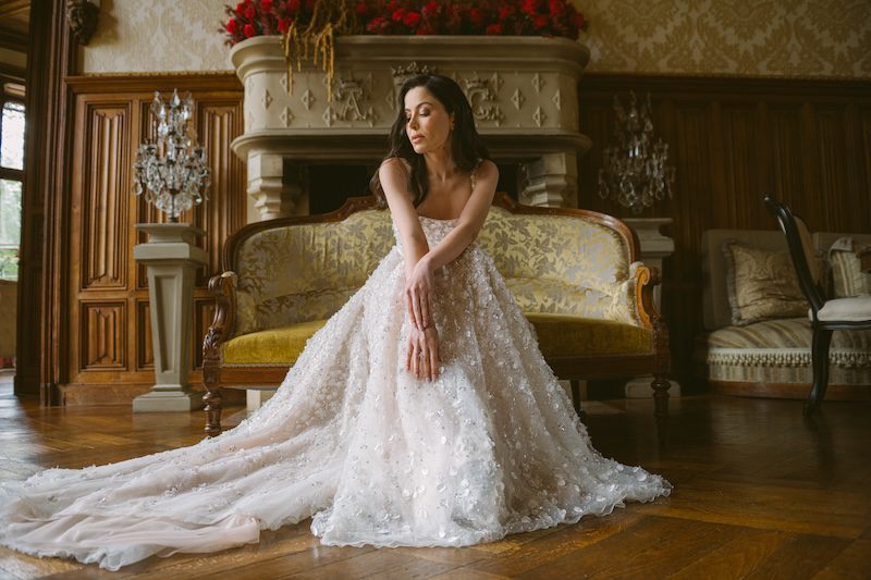 beautiful bride at her french castle wedding